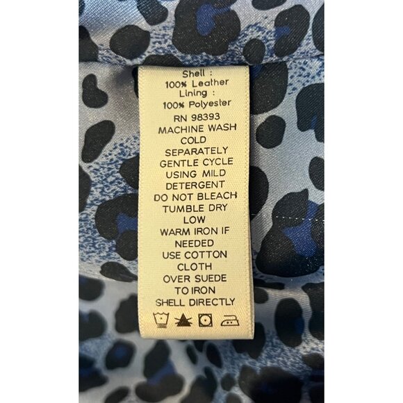 Dennis Basso Women Leather Jacket Large Purple-Blue Button Long Sleeve Pockets - Picture 10 of 12